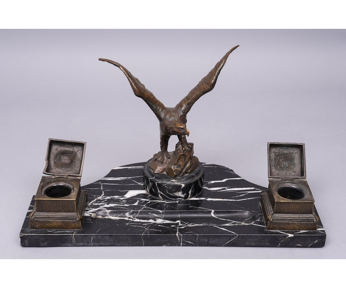 BRONZE & MARBLE DESK SET (1 of 9)