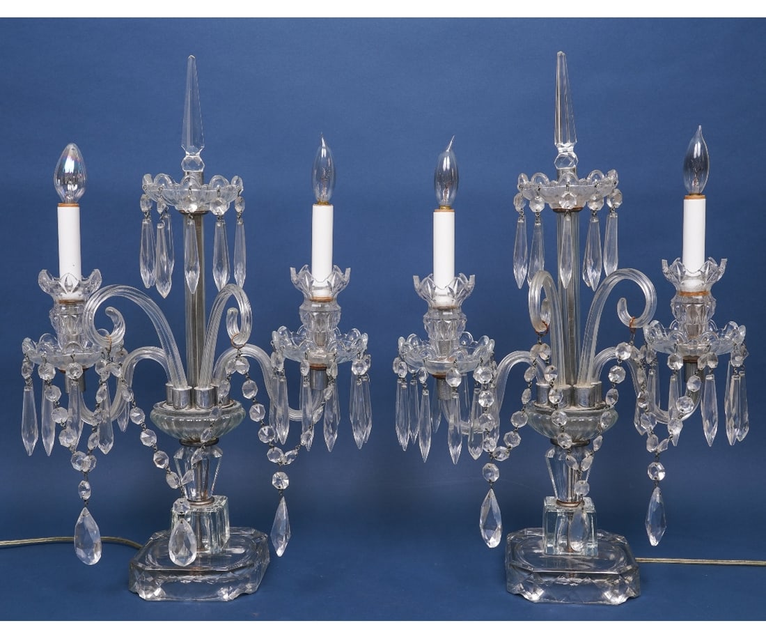 PAIR PRESSED GLASS GIRANDOLES (1 of 5)