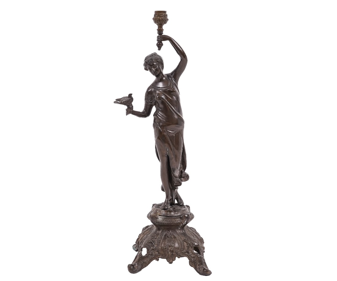 ART NOUVEAU BRONZE CANDLESTICK FIGURE (1 of 6)