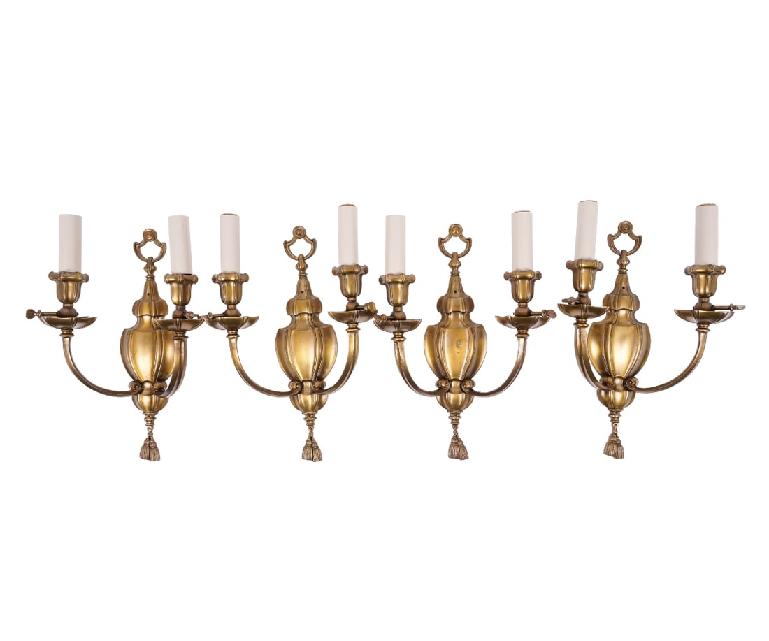 SET OF FOUR BRASS WALL SCONCES (1 of 7)