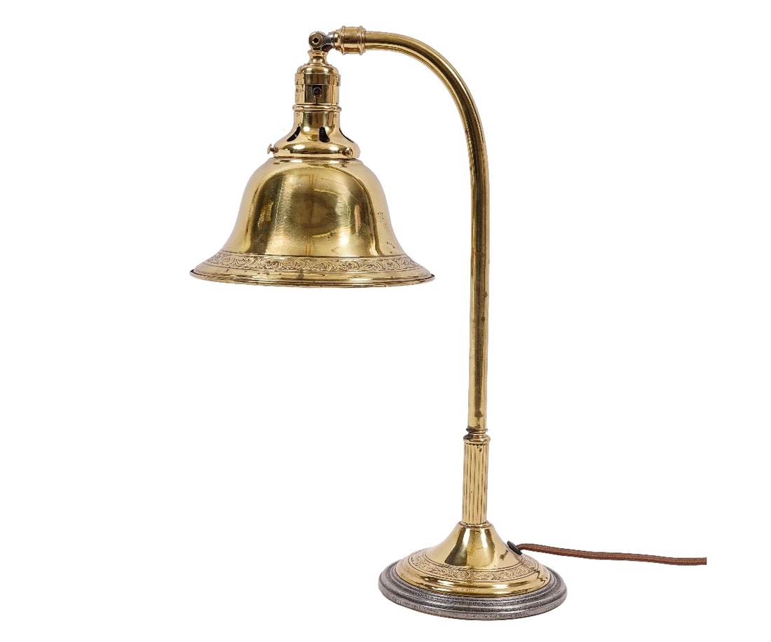 ART NOUVEAU POLISHED BRASS LAMP (1 of 5)