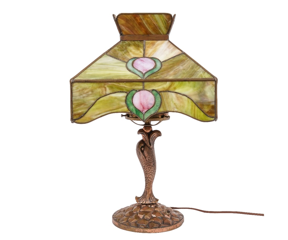 ART NOUVEAU BRONZE DOLPHIN LAMP (1 of 10)