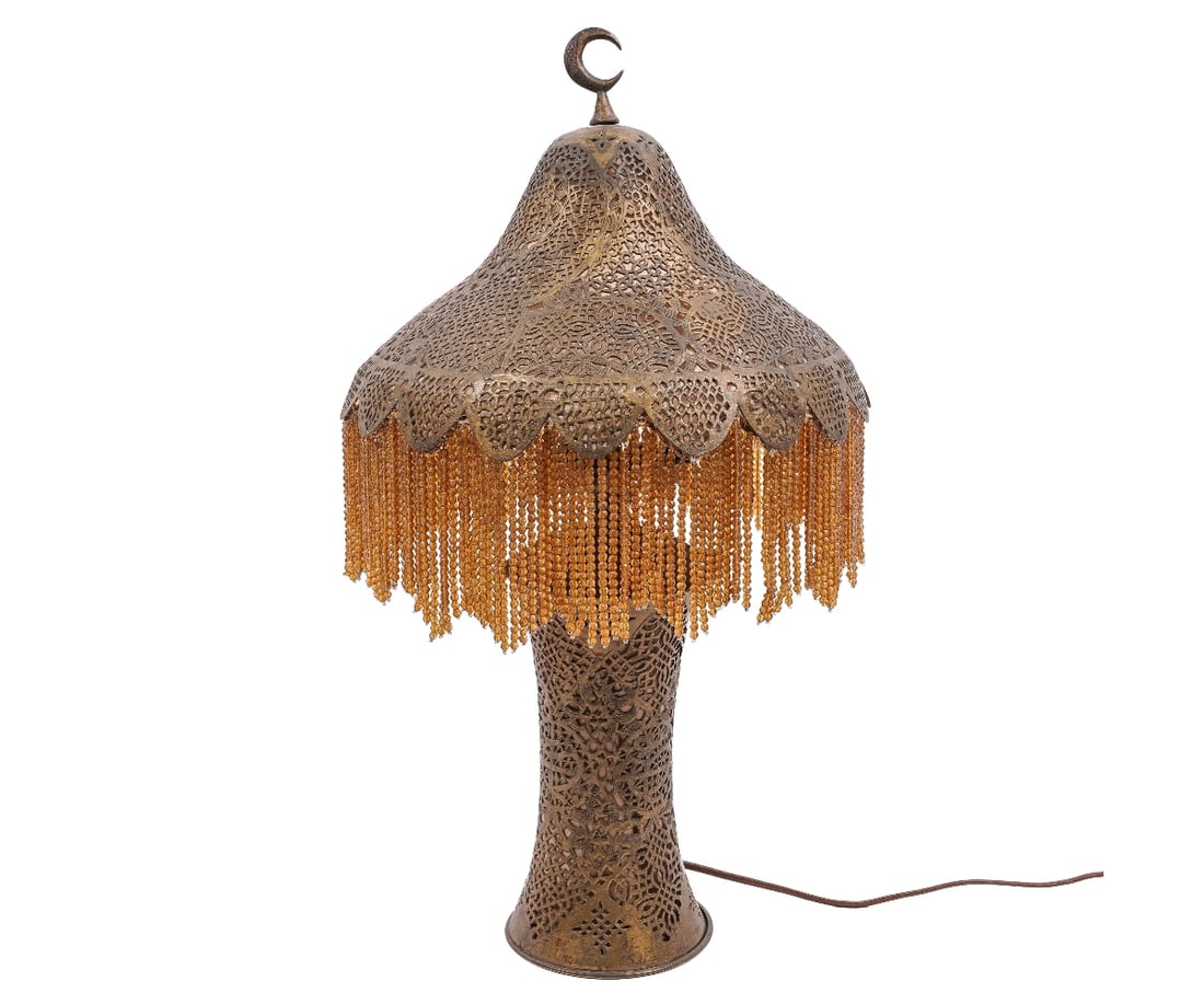 SYRIAN PIERCED BRASS LAMP (1 of 5)