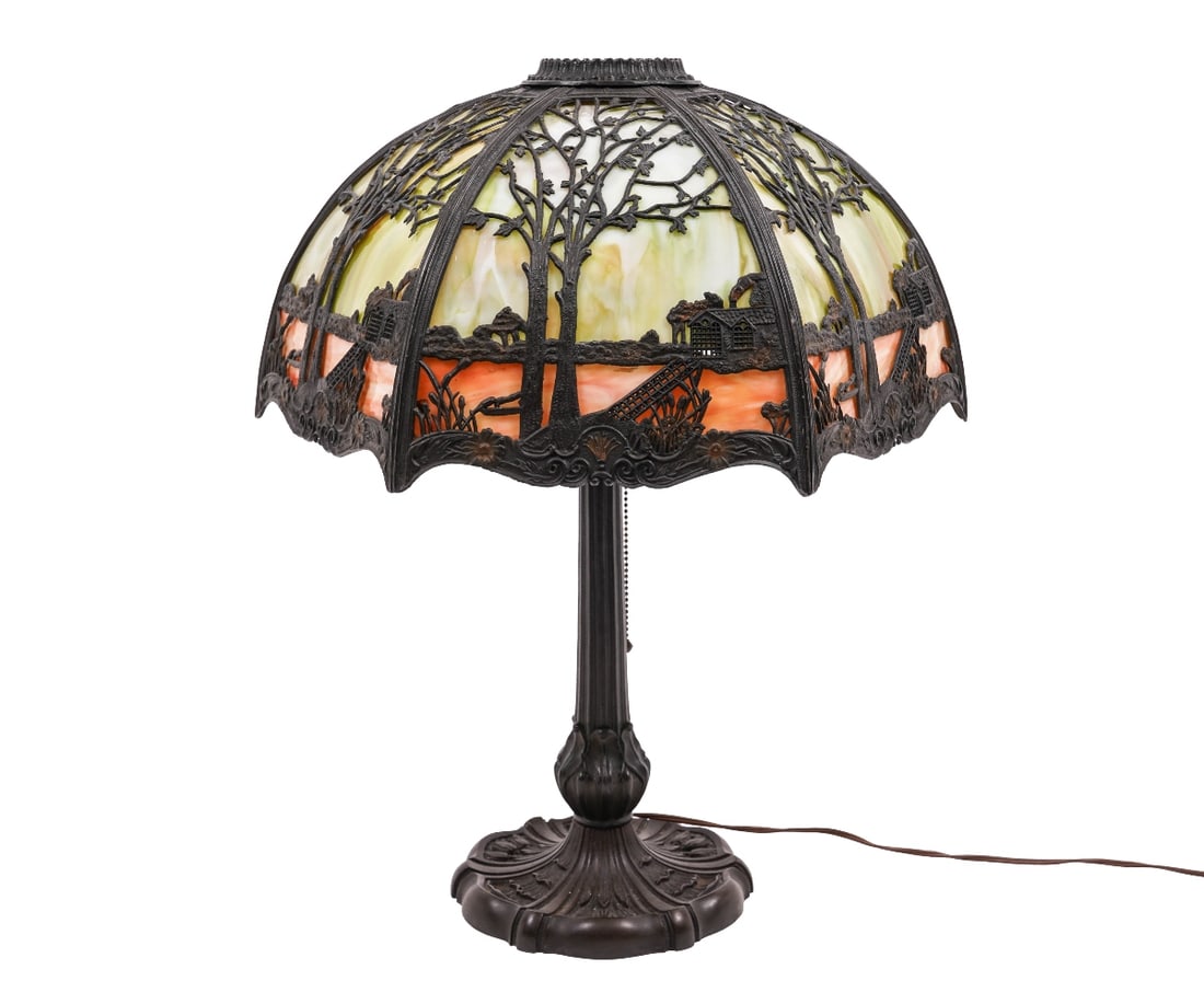 CAST IRON SLAG GLASS LAMP (1 of 6)