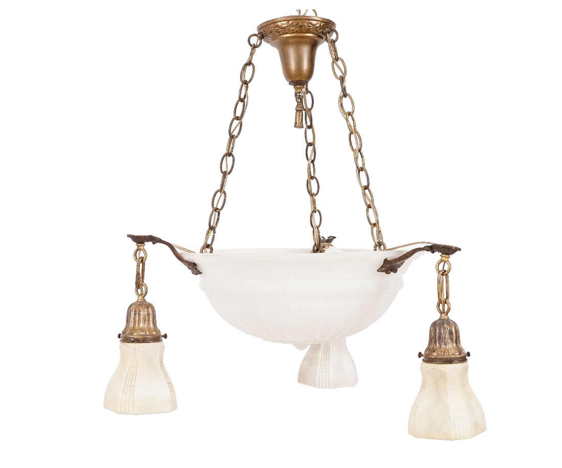 FRENCH STYLE MILK GLASS CHANDELIER (1 of 6)