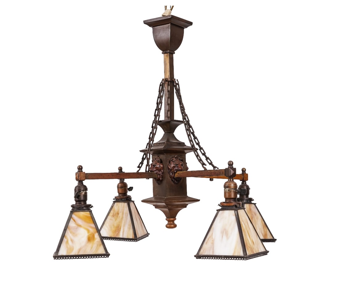 ARTS & CRAFTS FOUR-LIGHT CHANDELIER (1 of 11)