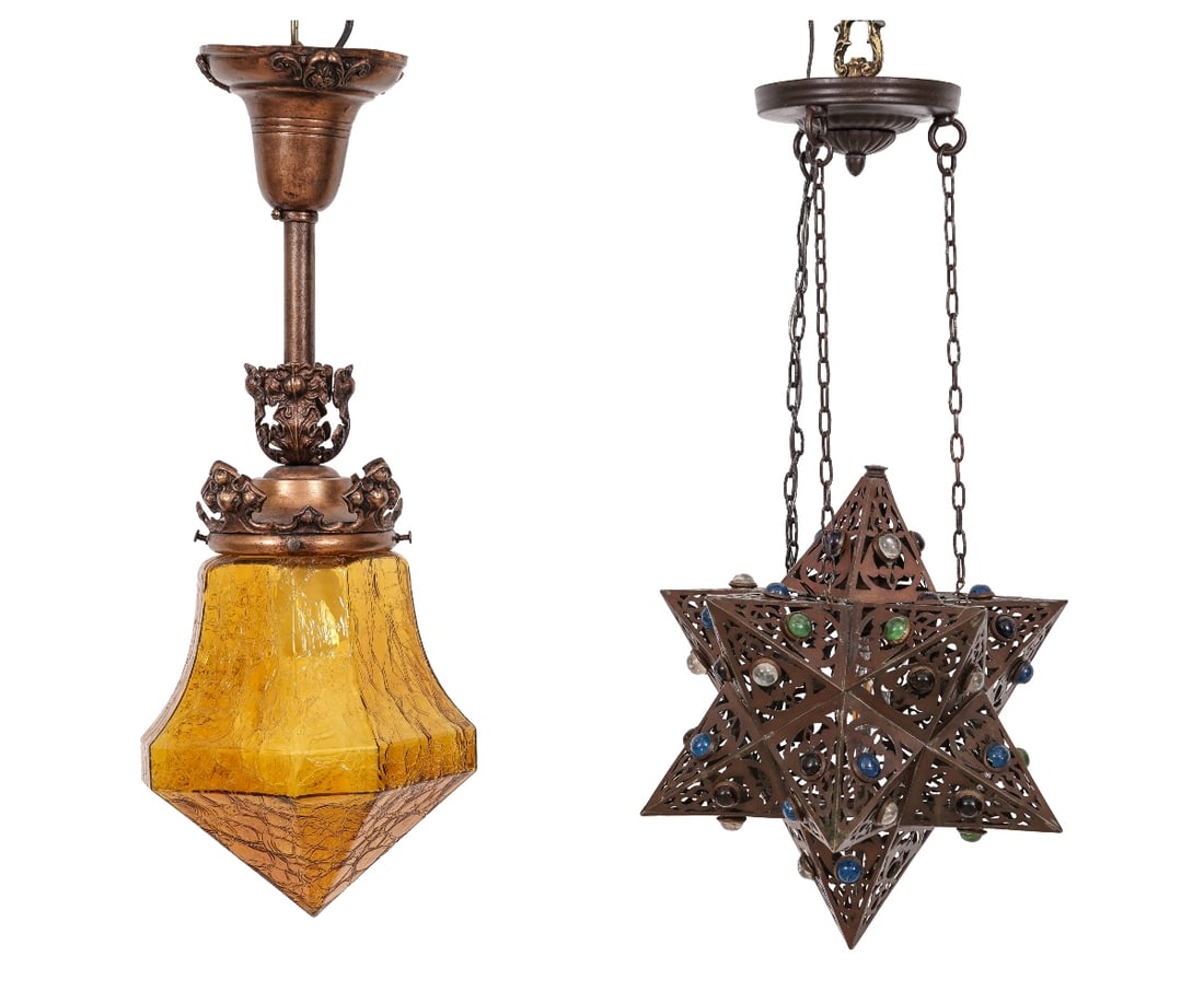 TWO ART NOUVEAU LIGHT FIXTURES (1 of 3)