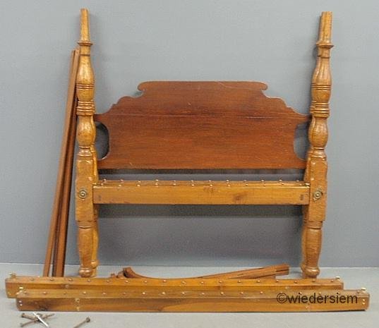 Sheraton bird’s-eye maple three-quarter rope tester: Sheraton bird’s-eye maple three-quarter rope tester bed, c.1820. posts 62”h., rails 72”l., width between rails approx. 51.5”