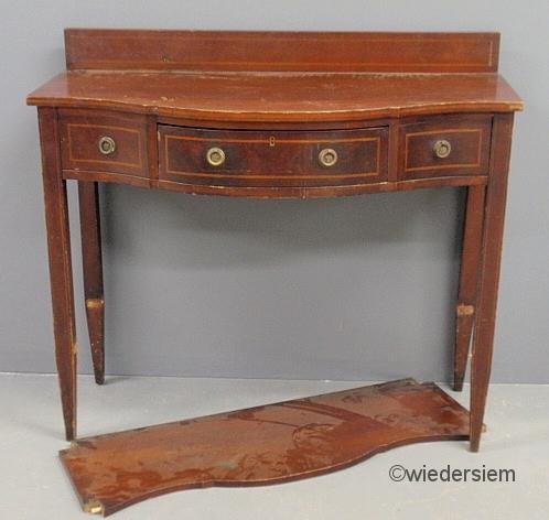 Hepplewhite style inlaid mahogany side server with: Hepplewhite style inlaid mahogany side server with a single drawer. 39”h.x43”w.x20.5”d.
