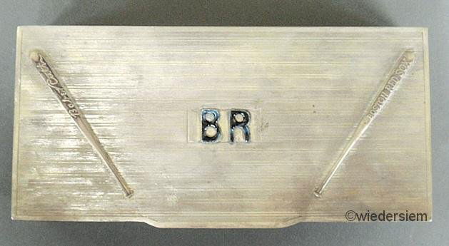 Rare sterling silver box, the hinged lid with enam: Rare sterling silver box, the hinged lid with enameled “BR” and with two applied silver baseball bats inscribed “Babe Ruth” and “Boston Red Sox”, further inscribed inside of lid “To The