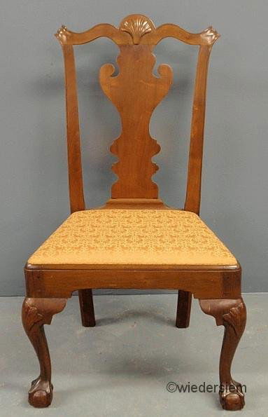 Philadelphia Chippendale walnut side chair, c.1780: Philadelphia Chippendale walnut side chair, c.1780, with ball & claw feet. 39”h.x22”w.x16”d., seat 17.5”h.