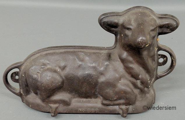 Cast iron recumbent lamb chocolate mold, No. 866. : Cast iron recumbent lamb chocolate mold, No. 866. 7”h.x13”l.