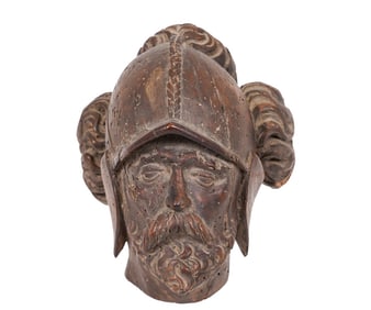 EARLY CARVED SOLDIERS HEAD