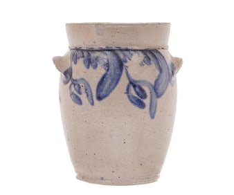BLUE STONEWARE CROCK