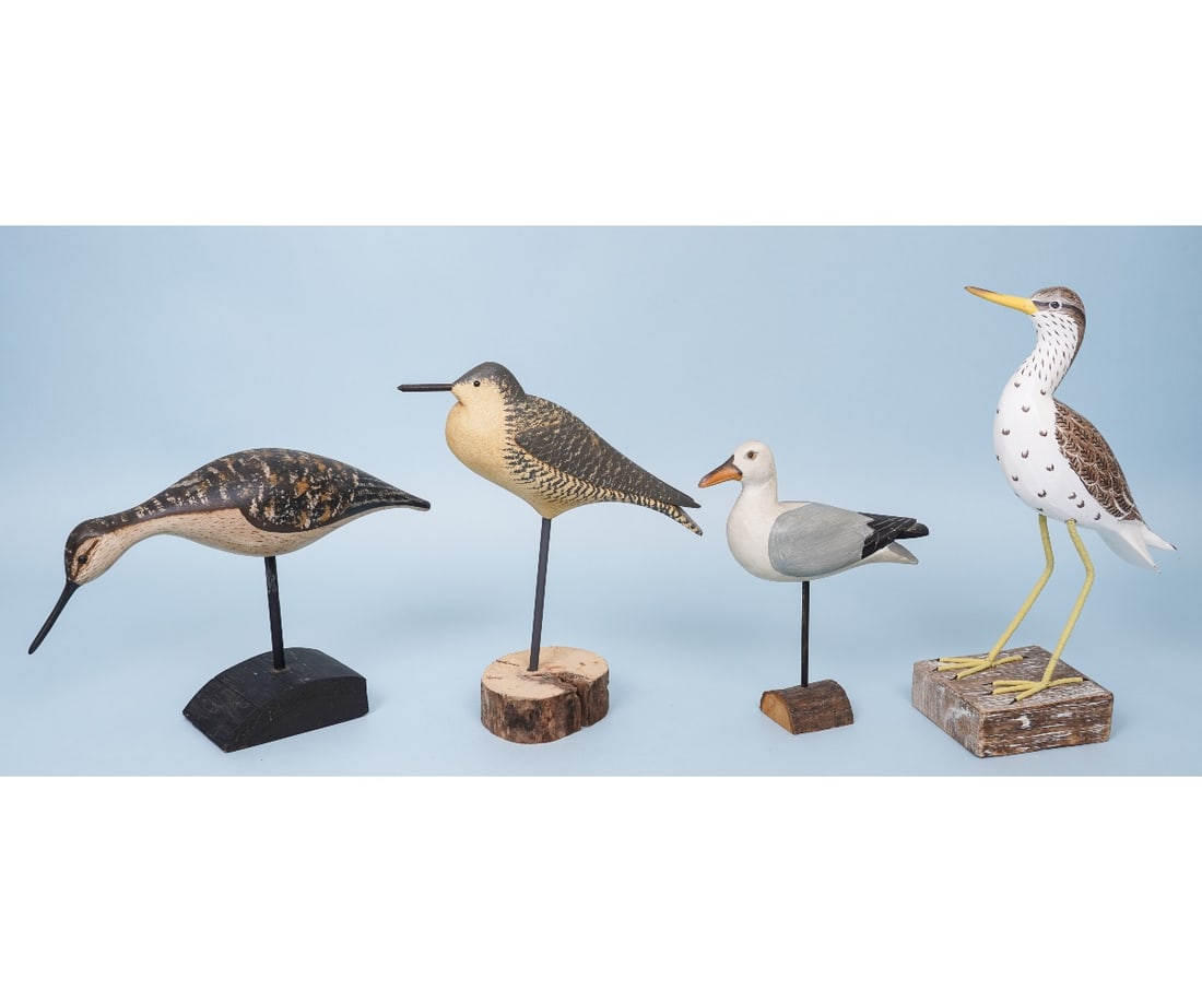 FOUR CARVED SHORE BIRDS (1 of 10)