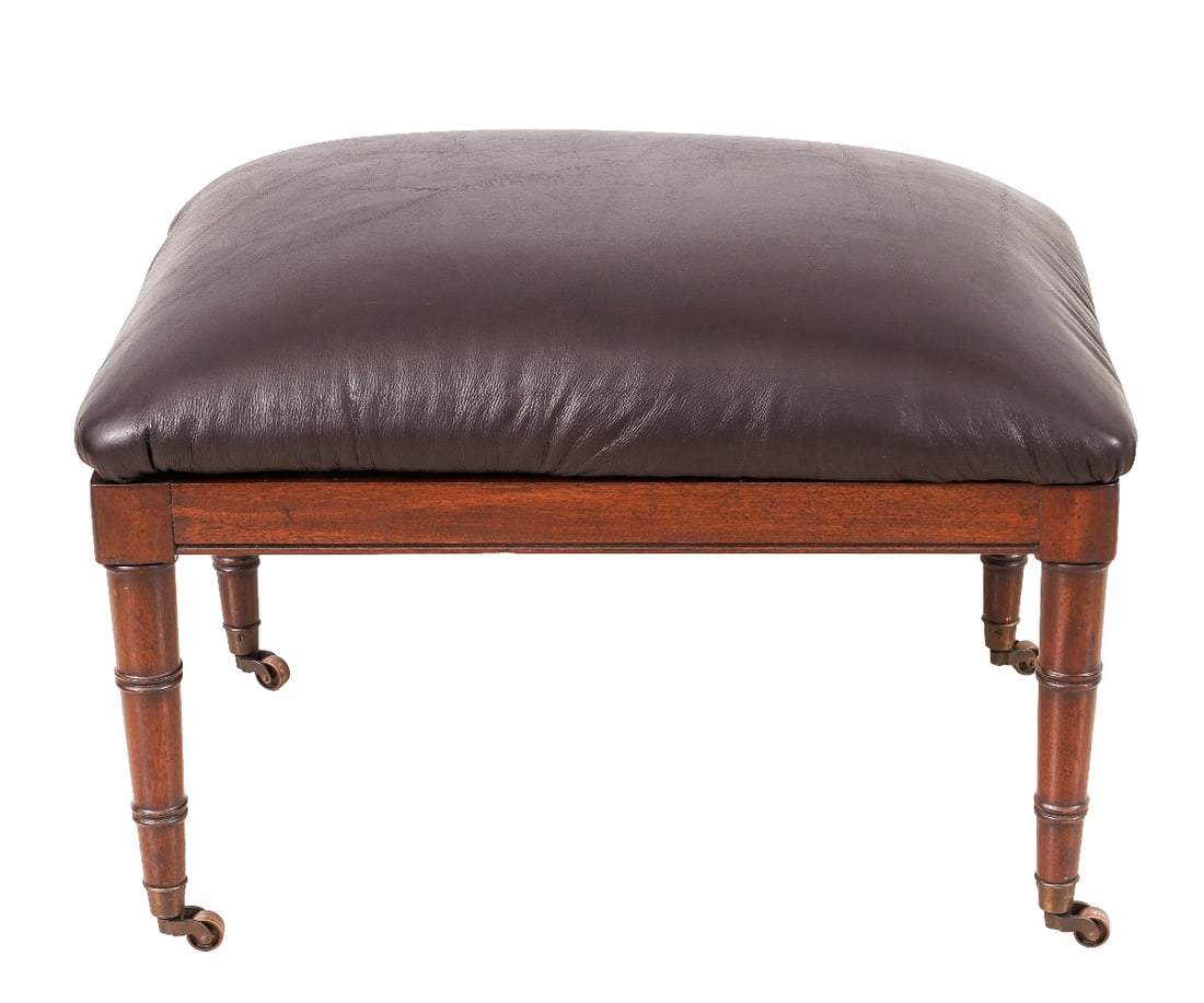 BAKER FURNITURE LEATHER STOOL (1 of 6)