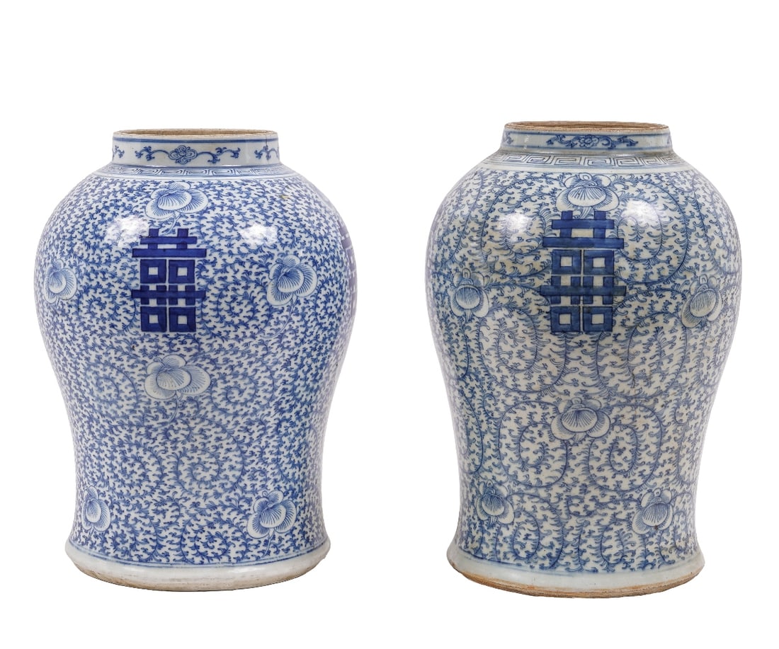 TWO PORCELAIN TEMPLE JARS (1 of 8)