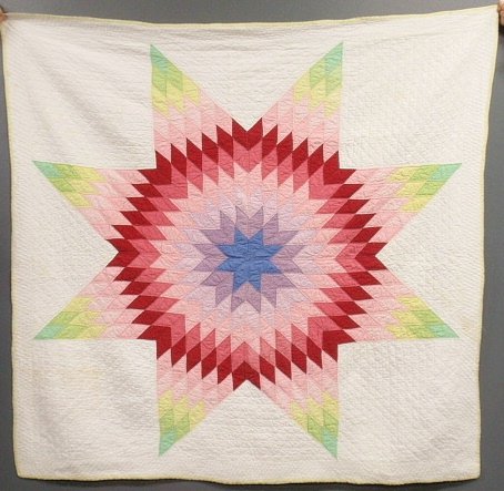 Child’s colorful Star of Bethlehem crib quilt. 69”x67”: Child’s colorful Star of Bethlehem crib quilt. 69”x67”