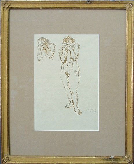 Soyer, Raphael [American/New York, 1899-1987] pencil sk: Soyer, Raphael [American/New York, 1899-1987] pencil sketch titled verso “Nude Study” and pencil signed l.r. “Raphael Soyer”. 8”x12”