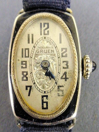 Ladies 14k w.g. Gruen watch. 1”l.: Ladies 14k w.g. Gruen watch. 1”l.