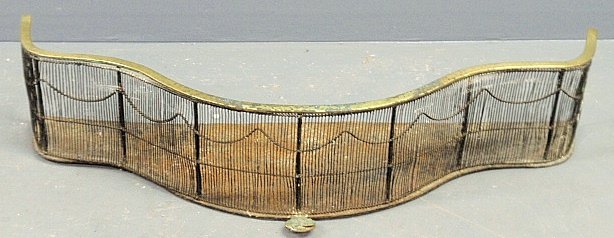 Serpentine wire and brass fire fender, 19th c.: Serpentine wire and brass fire fender, 19th c. 7.25”h.x37.5”w.x14”d.