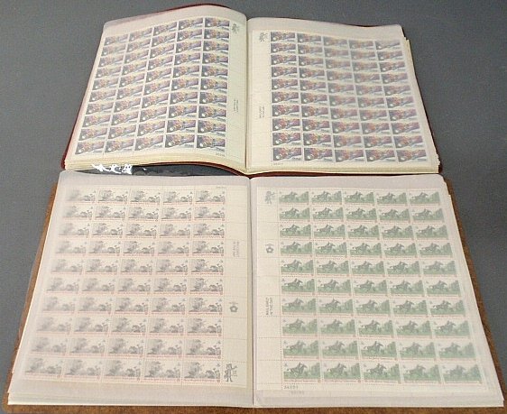 Two mint sheet files filled with approx. 88 full: Two mint sheet files filled with approx. 88 full sheets- Wildlife Conservation, The Boston Tea Party, Mail in the Early Days, Lyndon B. Johnson, flags, Bicentennial stamps, etc.