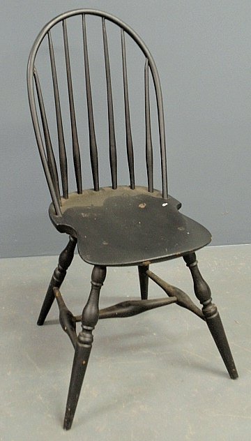 Windsor bow-back side chair, c.1830. 37”h.x15”w.x10.5”d: Windsor bow-back side chair, c.1830. 37"h.x15"w.x10.5"d., seat 17.5"h.