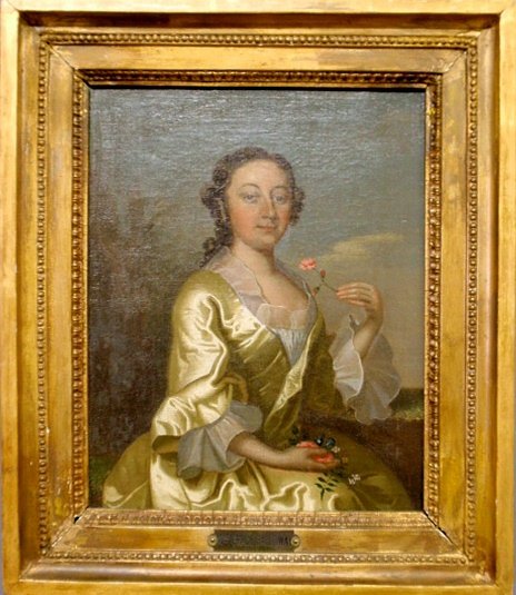 Oil on canvas portrait of Grace Galloway (nee Growden): Oil on canvas portrait of Grace Galloway (nee Growden) by Thomas Stokes, Ireland. Mrs. Galloway, wife of Loyalist Joseph Galloway (1729-1803) who was speaker of the Pennsylvania Assembly 1757, and for