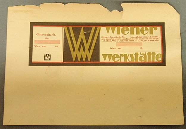 Wiener-Werkstatte printed label or coupon. 5.75”x8.25”: Wiener-Werkstatte printed label or coupon. 5.75"x8.25"