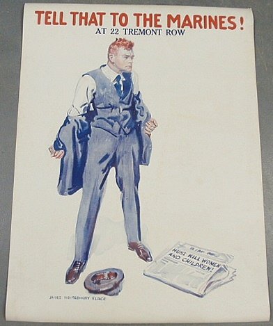 World War I poster- “Tell It To The Marines”, 1918, Jam: World War I poster- “Tell It To The Marines”, 1918, James Montgomery Flagg, old linen mount. 40”x30”