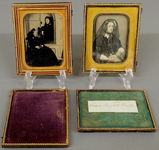 Daguerreotype of Elizabeth Bancker (case 4.5"x3.124"): Daguerreotype of Elizabeth Bancker (case 4.5"x3.124") and a cased ambrotype (on glass) of two women.
