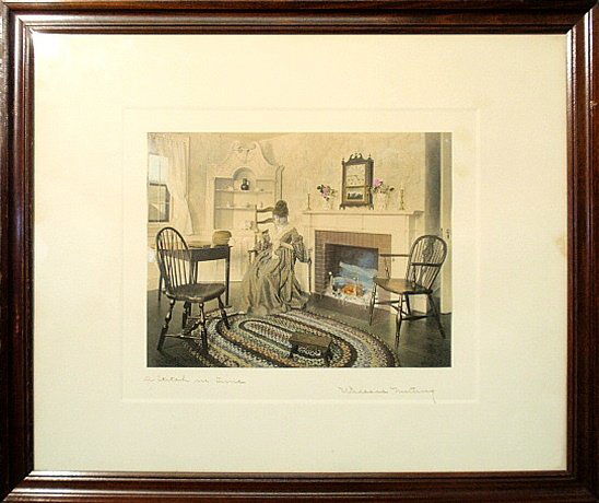 Signed Wallace Nutting print "A Stitch in Time". Site-: Signed Wallace Nutting print "A Stitch in Time". Site- 7.5"x9.5"