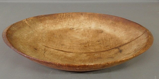 Large carved walnut oval trencher, 19th c.: Large carved walnut oval trencher, 19th c. 4.5"h.x24"l.x15.5"w.