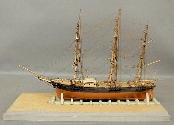 Small wood ship model of the clipper ship Sovereign of: Small wood ship model of the clipper ship Sovereign of the Seas, with wood base/stand.