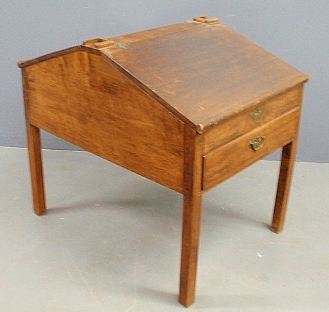 Early country pine and maple double-sided school desk,: Early country pine and maple double-sided school desk, c.1790. 35"h.x27"w.x37"d.