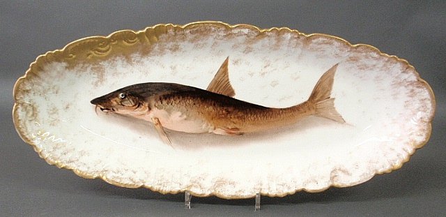 Large Limoges, France fish platter. 2.25"h.x24"l.x10"w.: Large Limoges, France fish platter. 2.25"h.x24"l.x10"w.