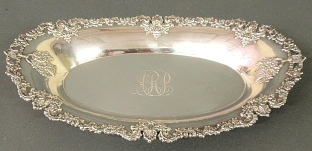 Sterling silver bread tray by Black, Starr & Frost.: Sterling silver bread tray by Black, Starr & Frost. 2"h.x13.25"l., 12 troy oz.