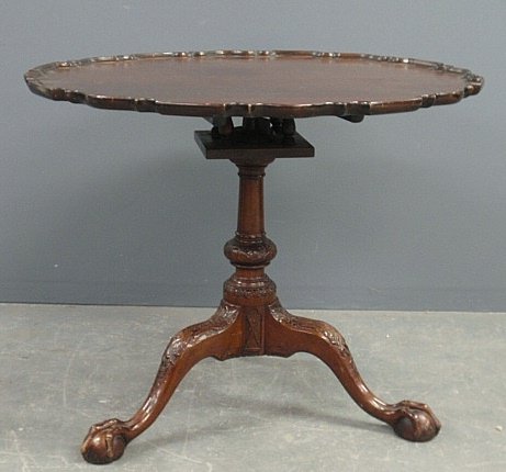 Philadelphia Chippendale style piecrust tea table by Th: Philadelphia Chippendale style piecrust tea table by The Company of Master-Craftsman, with suppressed ball and claw feet. 28"h.x33.5"dia.
