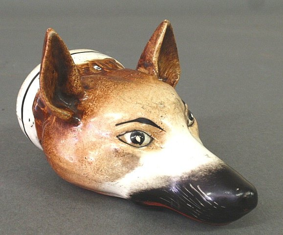 Staffordshire fox head stirrup cup, 19th c., from: Staffordshire fox head stirrup cup, 19th c., from Pebble Hill Plantation, Ga. 5"h.x3.75"