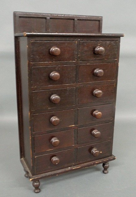 Sheraton style miniature pine spice chest: Sheraton style miniature pine spice chest 22.5"h.x12.75"w.x5"d.