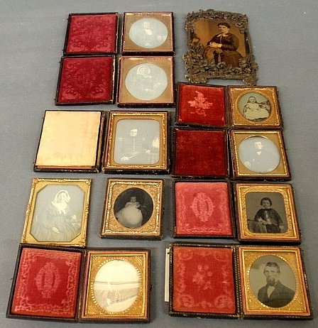 Group of mostly daguerreotypes, of the Seeley Family,: Group of mostly daguerreotypes, of the Seeley Family, Col. Andrew McLean, and a brass framed photograph of a woman 8"x5". Bottom left is of a child