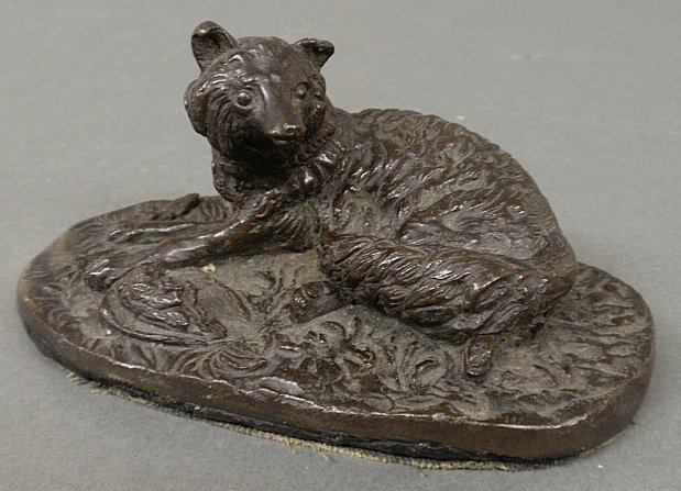 Mene, Pierre Jules [French, 1810-1879] bronze of a: Mene, Pierre Jules [French, 1810-1879] bronze of a startled fox looking over his shoulder. 2.75"h.x5.25"l.x3.5"w.