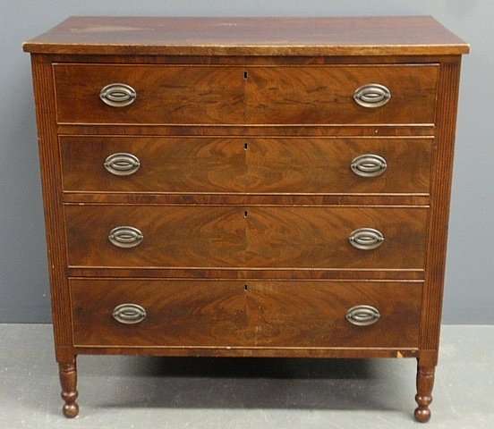Sheraton cherry chest of drawers, c.1820.: Sheraton cherry chest of drawers, c.1820. 40"h.41"w.x21.5"d.