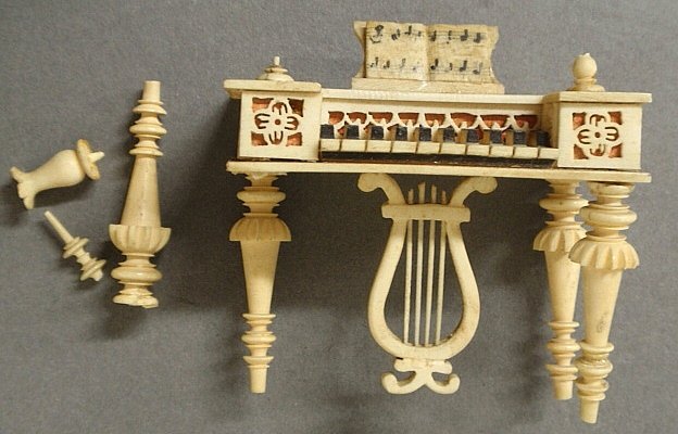 Napoleonic finely carved bone harpsichord, 18th c. As f: Napoleonic finely carved bone harpsichord, 18th c. As found. 2.5”h.x2.25”w.