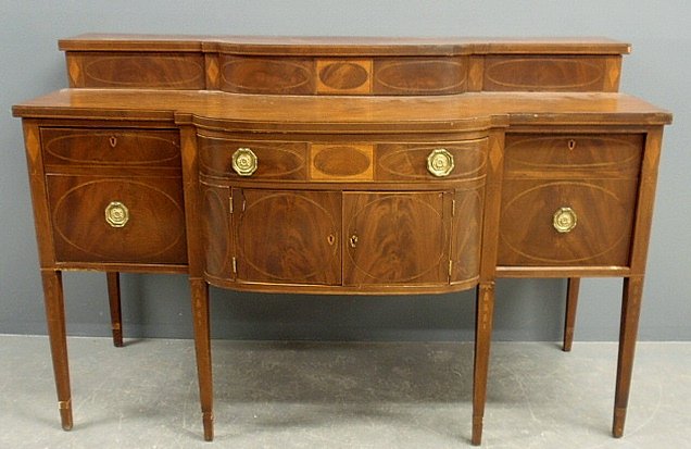 Hepplewhite inlaid mahogany sideboard, c.1790.: Hepplewhite inlaid mahogany sideboard, c.1790. 45.75"h.x69.75"w.x31"d.