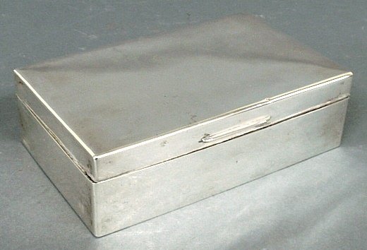 English silver box with wood lining.: English silver box with wood lining. 2.75"h.x9"w.x5.5"d.