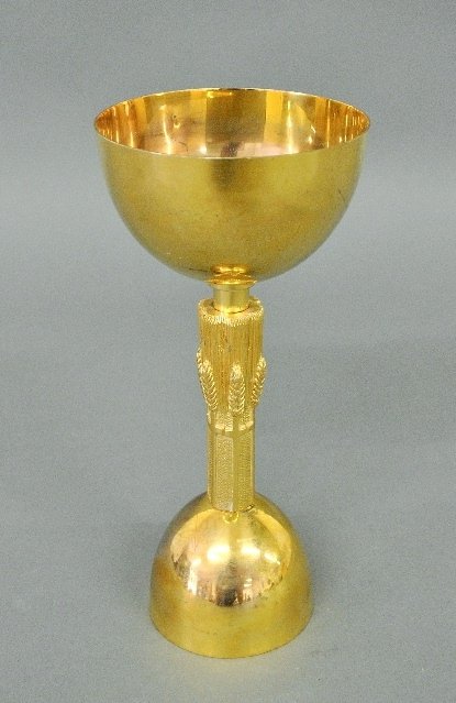 Gilded chalice, the bowl marked "Sterling".: Gilded chalice, the bowl marked "Sterling". 9.5"h.x4.5"dia.