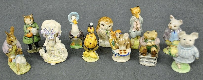 Eleven Beatrix Potter figures to incl. "Foxy Whiskered: Eleven Beatrix Potter figures to incl. "Foxy Whiskered Gentleman" 4.25"h.