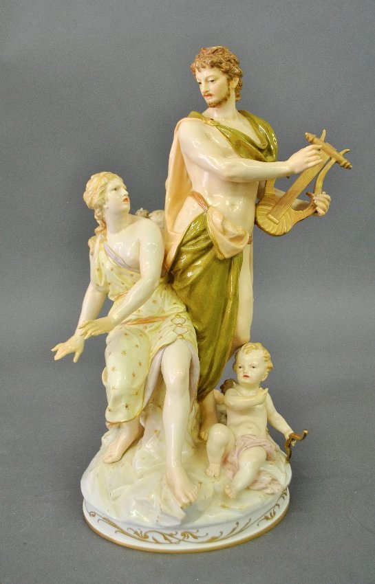KPM porcelain figurine group, "Orpheus and Eurydice",: KPM porcelain figurine group, "Orpheus and Eurydice", c.1900. 14"h.x11"w.x6.5"d.