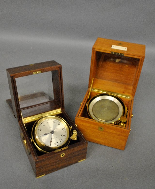 Mahogany cased chronometer, 19th c., and a contemporary (1 of 1)